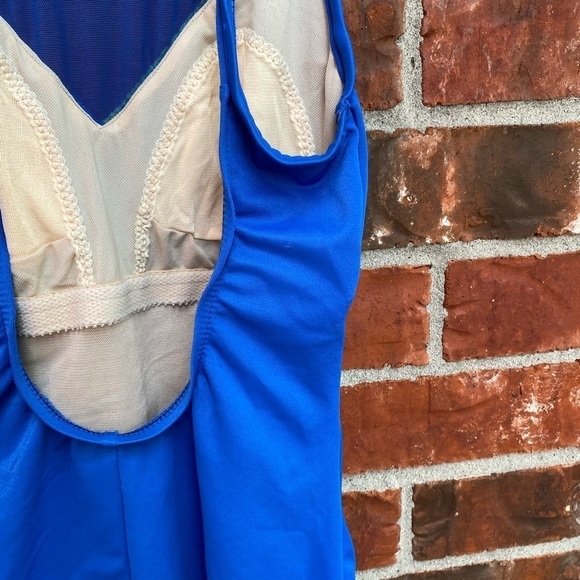 Diane Von Furstenberg Womens 8 Blue Drop Back One Peice Swim Bathing Suit - Picture 4 of 10